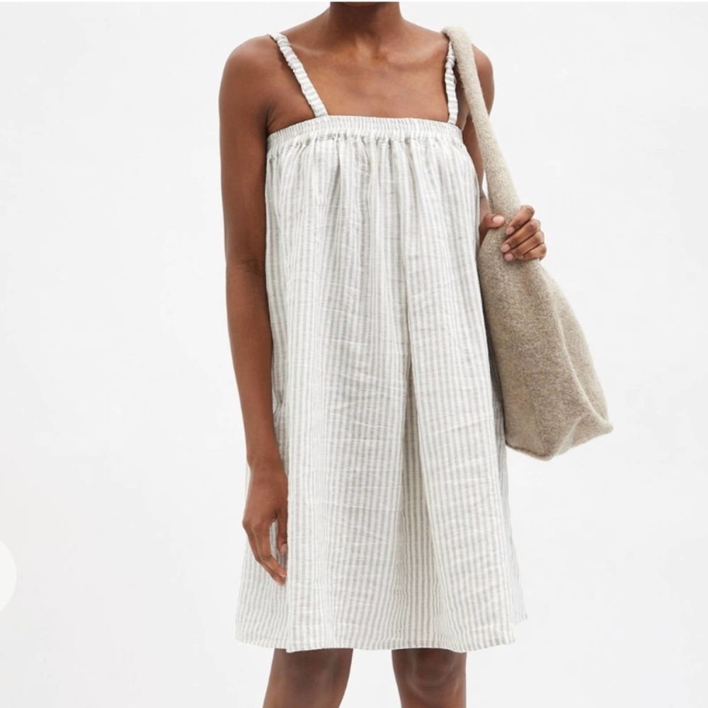 New Deiji Studios Striped Stonewashed Linen Dress, M/L